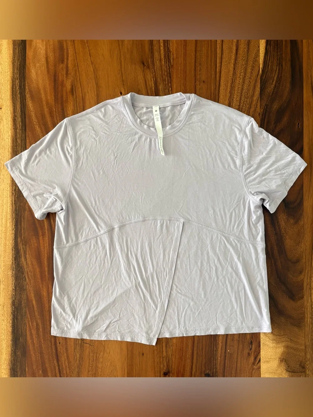 Lululemon Modal-Silk Blend Tie-Front Yoga T-Shirt In Faint Lavender Size 10